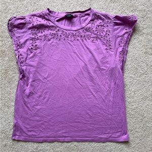 Ann Taylor Purple Eyelet Blouse